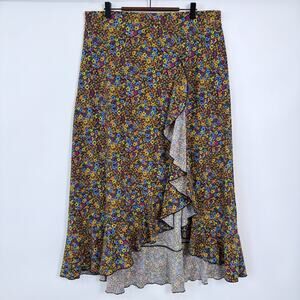 Toad&Co Sunkissed Floral Ruffle‎ Faux Wrap Maxi Skirt XL Flowy Cottagecore NWT